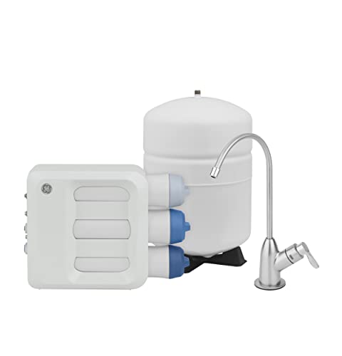 GE 3 Stage Reverse Osmosis Under Sink Water Filtration System with Faucet Reduces Lead Chlorine Arsenic & More Replace Filters (FQ18PN FQ18MN FQ18RT) Every 6/12 Months GXRQ18NBN