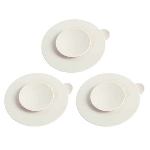 Garneck 3pcs Silicone Suction Cups for Baby: Double Sided Suction Placemats for Dining Table Non-Slip Utensil Bowl Rest Sucker Holder for Kids Toddler (White)