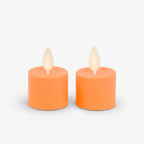Image of Luminara Moving Flame LED Flameless Tealight (1.4 inch x 2 inch) Remote Ready Battery Operated Plastic LED Flameless Tea Light - Smooth Matte (Russet Orange, 2-Pack)