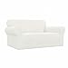 Easy-Going Stretch Loveseat Slipcover 1-Piece Sofa Cover Furniture Protector Couch Soft with Elastic Bottom for Kids Polyester Spandex Jacquard Fabric Small Checks (Loveseat, Cream)