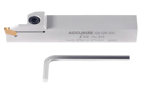 Accusize Industrial Tools 3/4'' by 3/4'' Heavy Duty Indexable Grooving Cut-Off Holder, Nickel Plated, Gtn-3 Tin Coating Carbide Insert, 2415-5030