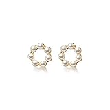 CCXXYGWJ Pendientes de Perlas sintéticas Redondas Huecas para Mujer, joyería Elegante para Fiesta y Banquete, Pendientes de Gama Alta