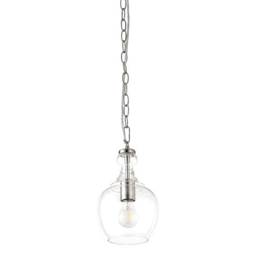 Image of Henn&Hart 7 inch Pendant Light Fixture with 6' Adjustable Cord, Brushed Silver