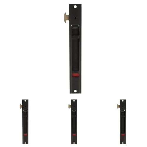 Amig   Cierre de Embutir para Ventanas y Puertas Correderas de Aluminio Mod.3600, Cerradura de Gancho para Empotrar, De Aluminio Acabado en Negro, Medidas: 174 x 23 mm (Paquete de 4)