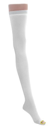 Image of Medline MDS160828 EMS Latex Free Thigh Length Anti-Embolism Stocking, Small Long, White (Pack of 6)