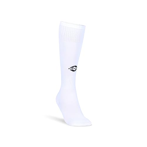 Image of Nivia Plain Encounter Football Stockings for Men & Women, Knee Length Stockings, Football Socks, Soccer Socks, (White /Black) Size-L (Pack of 2)