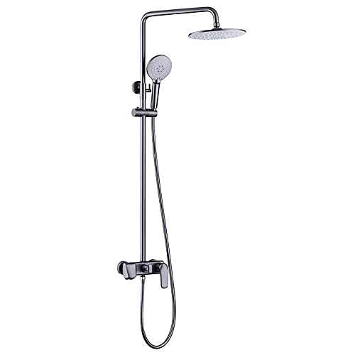 Combiné de douche gris anti-calcaire avec pommeau et bec de baignoire