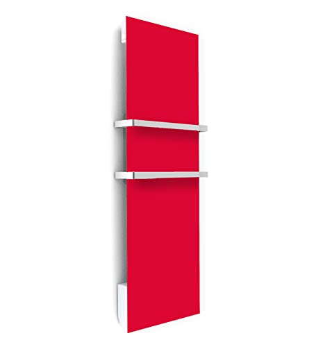 ILO /Radiador Secador eléctrico soplador, 1750 W/+17 Motivos, diseño único, radiador, extraplano, IP44, 2 barras de acero inoxidable, orientación vertical y ecológica, silencioso, Francia y rojo