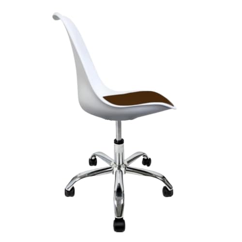 Image of Amazon Brand - Umi Height-Adjustable Modern Revolving Rotary Arm Office Study Desk Chair - Ideal for Spa, Bar, Home - White & Brown Color