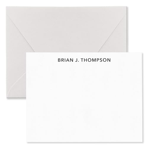 Personalized Stationery Note Cards with Envelopes for Men, Professional Classic Simple Design Mens Handmade Stationary Thank You Notecards, Choose Your Colors and Set Size (#4 Medium)