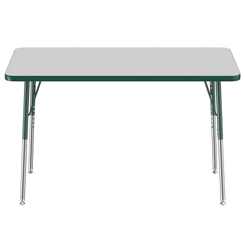 FDP 24" x 48" Rectangle Table with Swivel Glide Legs - Gray/Green