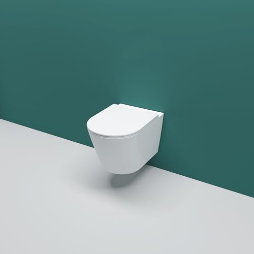 AICA Wand WC spülrandlos Hänge WC mit Lotus Effekt Soft Close Toilette Einfach Abzunehmender Sitz Weiß Rund Modernität丨375 – Bild 3