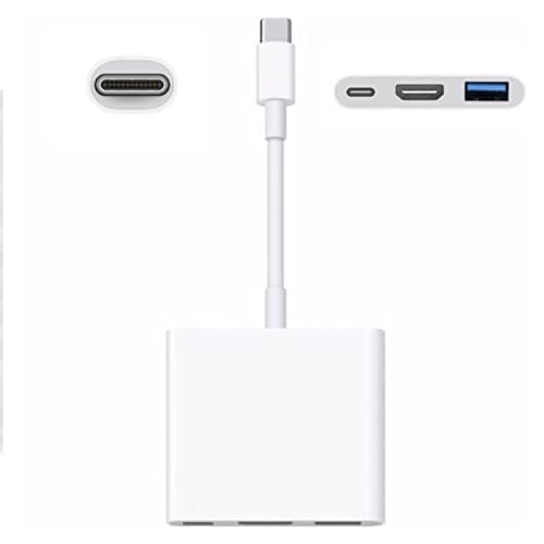 affaires-plus Adaptateur USB C vers HDMI, concentrateur de Type C vers Adaptateur HDMI avec Port USB 3.0 et Port de Charge USB C Compatible avec la Plupart des Marques (1, White) Cover