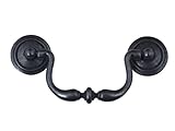 3' CC Black Antique Drop Bail Furniture Cabinet Pulls 4 Pack