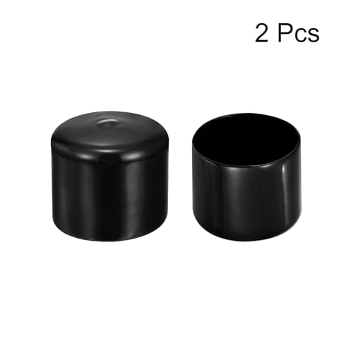 Image of uxcell 2pcs Rubber End Caps 51mm(2 inch) ID Vinyl Round Tube Bolt Cap Cover Screw Thread Protectors Black, 40mm Height