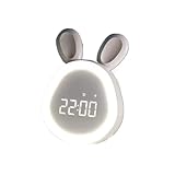 RYUQW3RE Sveglia Sveglia a forma di coniglio con luce notturna, dimmerabile, digitale, ricaricabile, a LED, perfetta for le camere da letto.(Pink)