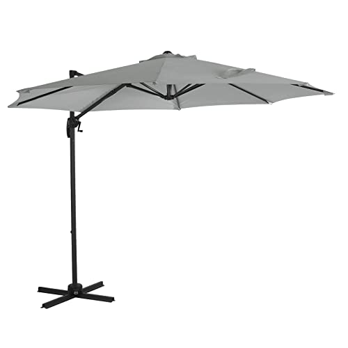 SVITA Sonnenschirm Ampelschirm Garten Terrasse Outdoor 360° Schirm Aluminium drehbar kippbar Gartenschirm Gartenmöbel Hellgrau