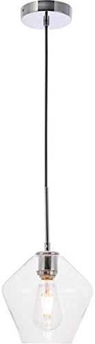 Living District Gene 1-Light Metal Pendant in Chrome and Clear Glass