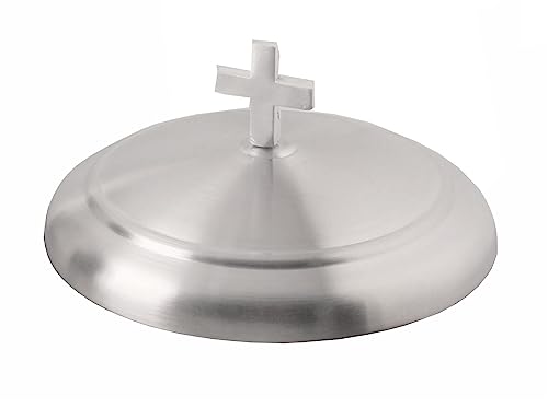 Premium Communion Bread Plate Cover for Churches, Holy Serving Tray Cover for Church, Stainless Steel Communion Plates Lid for Church, Communions Ware Church Supplies: Silver Matte Finish