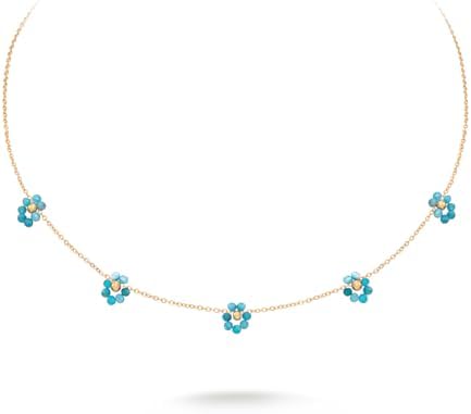 Wrangler Gold Choker Necklace for Women Statement 14K Plated Bead Daisy Flower Charm Chains Jewelry