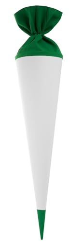 goldbuch 97842 Bastelschultüte, Rohling zum Selbstgestalten mit Filzverschluss und Filzspitze, Schultüte 70cm, Zuckertüte zur Einschulung, für Einschüler, Schulkinder & Berufsanfänger Weiß / Grün