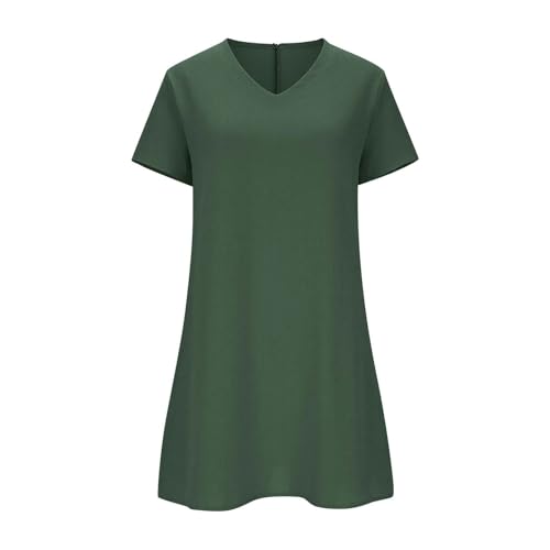 Robe d'été décontractée fluide à manches courtes unie - 2