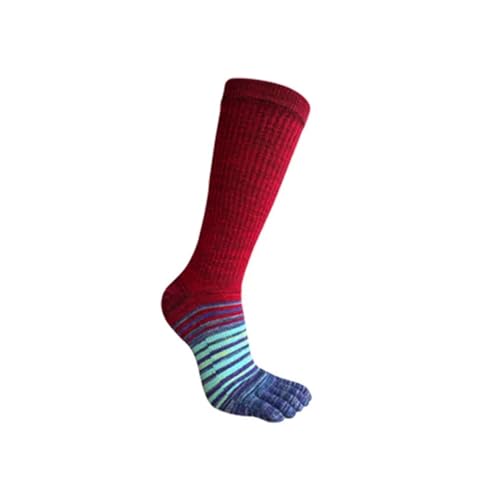 3 Pares De Calcetines Deportivos De Compresión For Hombre, Calcetines Largos De Algodón A Rayas Coloridos For Fitness, Senderismo Al Aire Libre, Bicicleta Debajo De La Rodilla, Calcetines De 5 Dedos(R