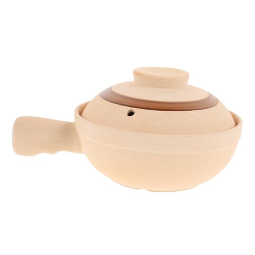 ZUNOXAZ Cazuela de Barro Pequeña con Asa Olla Cerámica para Estofados y Sopas Resistente al Calor Ahorro Energético Utensilio de Cocina Práctico para Persona