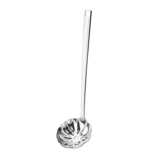Cuchara de sopa larga – Cuchara de cocina de agarre ergonómico | Cucharón de agarre ergonómico en forma de volantes, utensilio resistente al calor para olla caliente, cocina china, preparación de