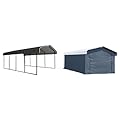Arrow 12 x 20 x 7-Foot Heavy Duty Galvanized Steel Carport with Fabric Enclosure Kit for 12 x 20-Foot Carports