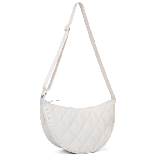 Image of Crossbody Bag Hobo Crescent Bag with Mesh Storage, Women Men Shoulder Purse Dumpling Bag Adjustable Strap (Z-beige)