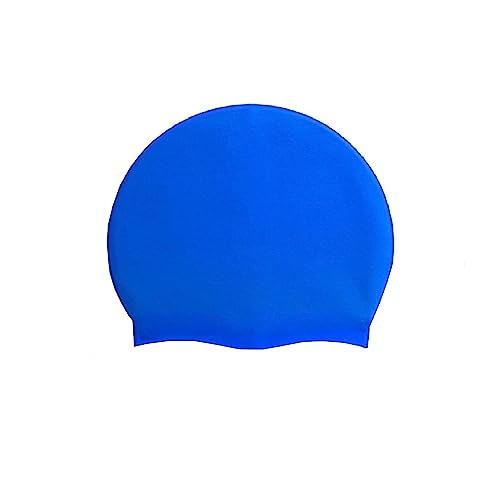 Image of Korbax Silicone Swim Cap, Waterproof Blue Swimming Cap For Men, Women, Boys & Girls