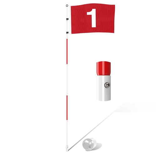 Kingtop 6Ft Golf Flagstick Pro Portable Five-Section Design 1-Pack