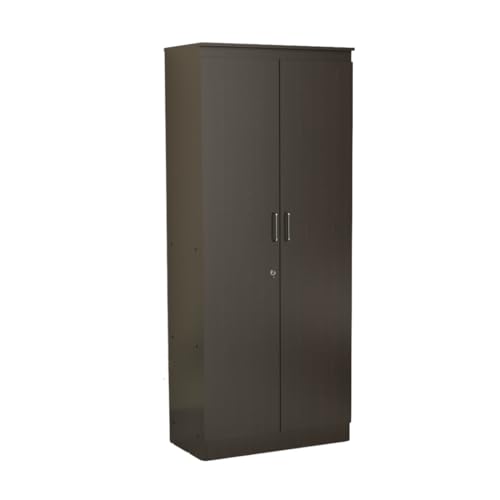 Image of Amazon Brand - Solimo Duo Plus 2 Door Engineer Wood Wardrobe for Clothes Storage with Hanging Hanger for Bedroom, Living Room, Cupboard, Wooden Almirah - Wenge