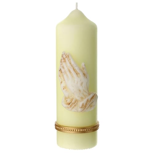 Candle with White Praying Hands 16.5x5 cm