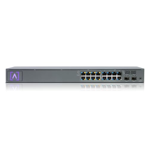 Alta Labs S16-Poe Switch Di Rete Gestito Gigabit Ethernet [10/100/1000] Supporto Power Over Ethernet [poe] 1u Grigio (alta Labs 16 Port Poe+ 120w Pow
