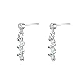 Pendientes de tuerca de moissanita, patrón de onda para mujer con colgante rectangular de moissanita, oro blanco de 9 quilates, 14 quilates, 18 quilates, platino, Metal, Moissanita