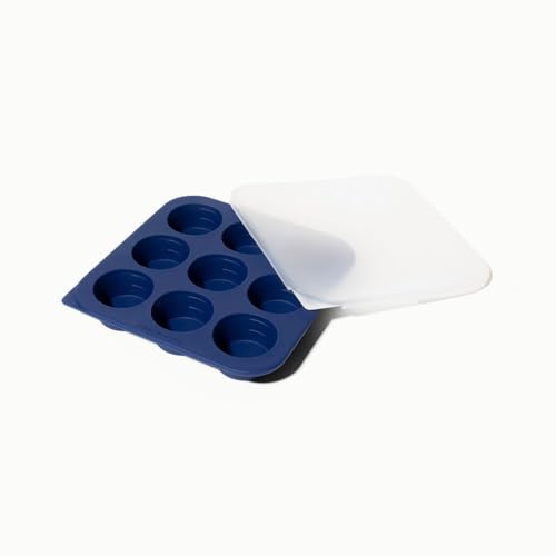Image of Anyday 2-Tbsp Silicone Freezer Tray with Silicone Lid for Sauces, Purees, Garlic, Herbs, Tomato Paste | Plastic-Free Freezer Molds | 1 Oz Meal Prep Ice Cube Tray Reusable