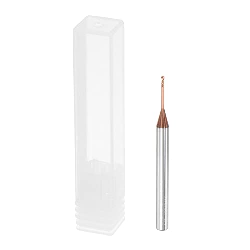 Image of uxcell Square Nose End Mill, 1mm Solid Carbide AlTiSin Coated Long Reach CNC Router Bits 2 Flutes Milling Cutter with Extended Neck, 10mm Cutting Length 4mm Shank