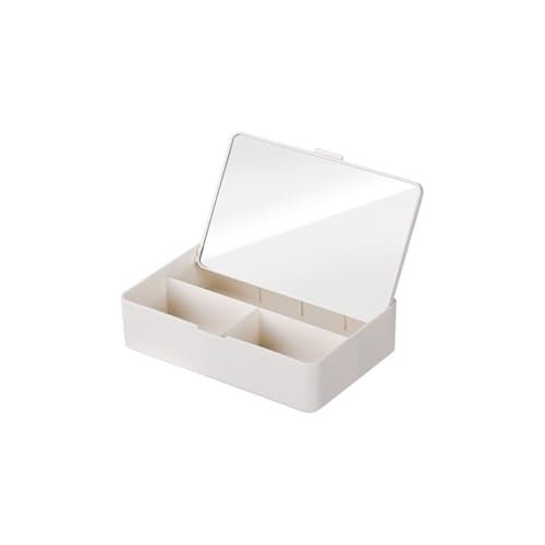 Caixa de armazenamento de maquiagem, caixa de armazenamento de cosméticos, estojo de maquiagem simples com espelho, caixa de armazenamento portátil de beleza, bolsa de maquiagem de viagem para
