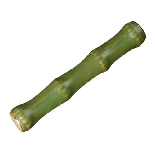 POPETPOP 陶磁製竹節筆置き 多機能書道筆ホルダー 耐久性ある筆ペンスタンド オフィス用筆サポート デスク装飾兼用