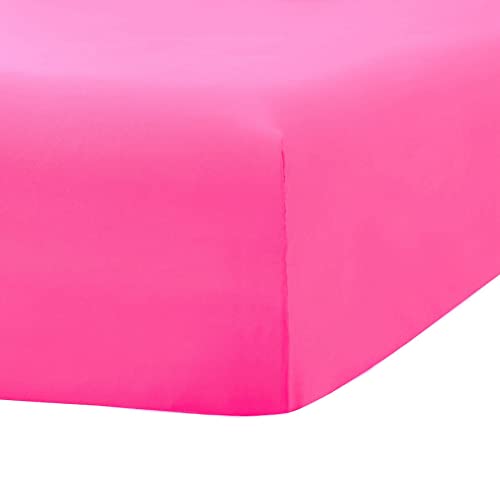 Image of Ghooss Full Size Fitted Sheet,Hotel Quality Bedding Fitted Sheet Deep Pocket up to 14 Inch,Wrinkle and Fade Resistant,1 Piece,Hot Pink