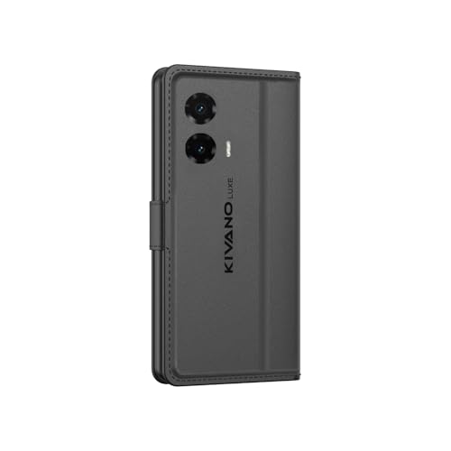 Image of KIVANO LUXE Compatible for Motorola G35 5G Luxury Handmade Leather Magnetic Flip Folio Case | Card Holder & Kickstand | Slim Protective Cover | Unisex - Black