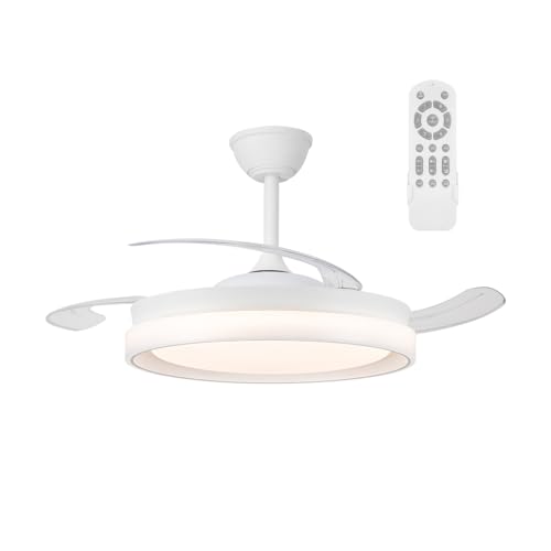 wonderlamp Ventilador LED con aspas retráctiles Nestera Eco Blanco CCT Dim (45W)