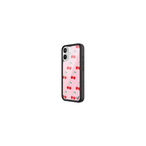 Image of Wildflower Cases - Compatible with iPhone 16| Protective Black Bumper, 6.5ft Drop Test Certified, Women Owned Small Business | Fruit Red Classic Cute Aesthetic Trendy | Pink Cherries