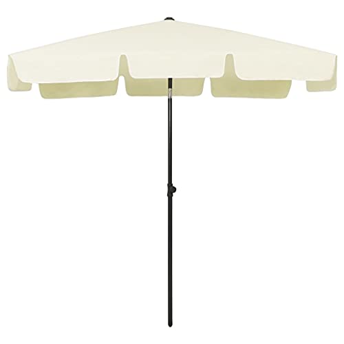 Parasol de plage rectangulaire jaune sable pour éviter les coups de soleil avec mât inclinable