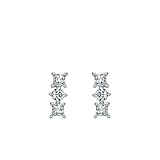Pendientes de oro blanco, aretes de tuerca de 9 K, 14 y 18 quilates con moissanita cuadrada y redonda, Metal, Moissanita