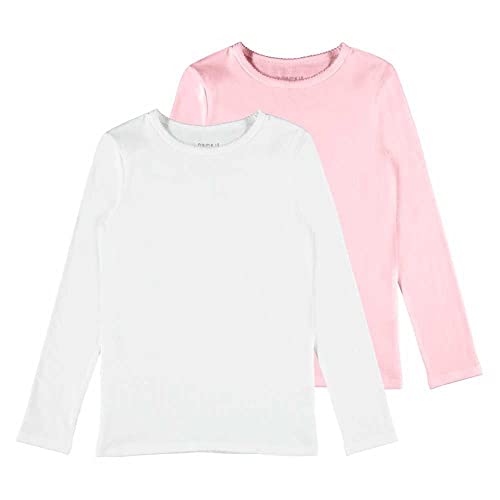 NAME IT Langarm Mädchen T-Shirt aus Bio-Baumwolle Barely Pink 122-128