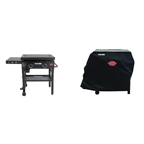 Char-Griller 8128 Flat Iron 2 Burner Outdoor Griddle Lid Gas Grill, Black & 8175 Flat Iron 2 Burner Outdoor Gas Griddle Grill Cover, Black #TOP22