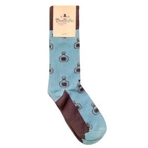 Don Julio Dress Socks with Don Bottle Pattern, Light Blue and Brown